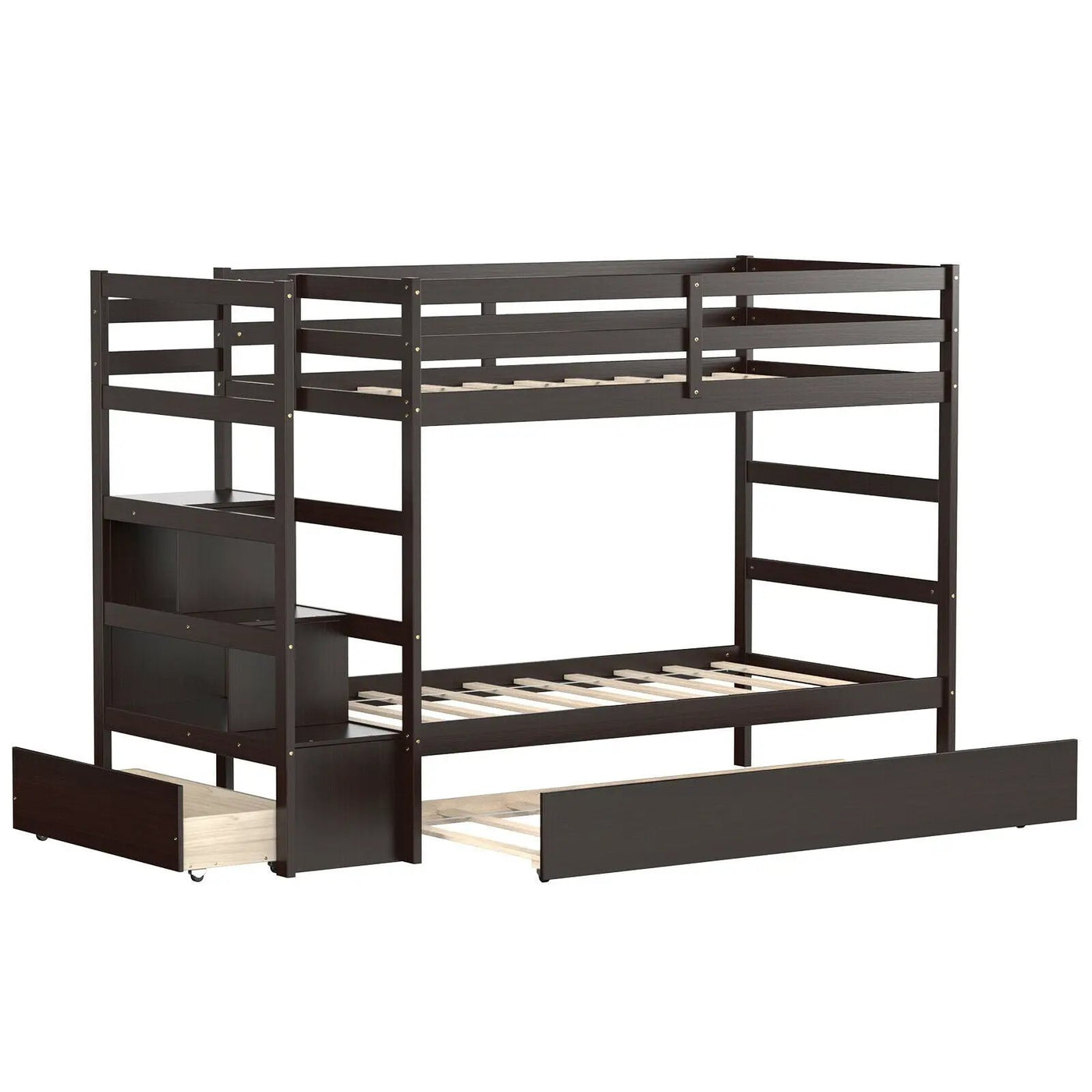Twin Over Twin Bunk Bed with Storage Shelf and Drawer by DirectDeals