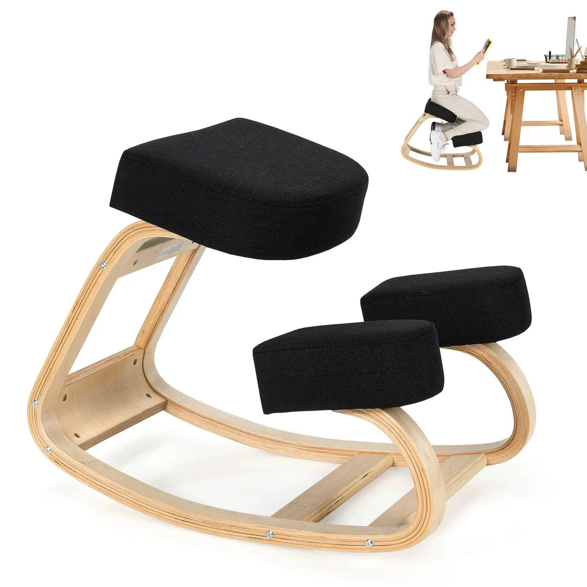 Ergonomic Kneeling Chair Rocking Office Desk Stool Upright Posture by DirectDeals