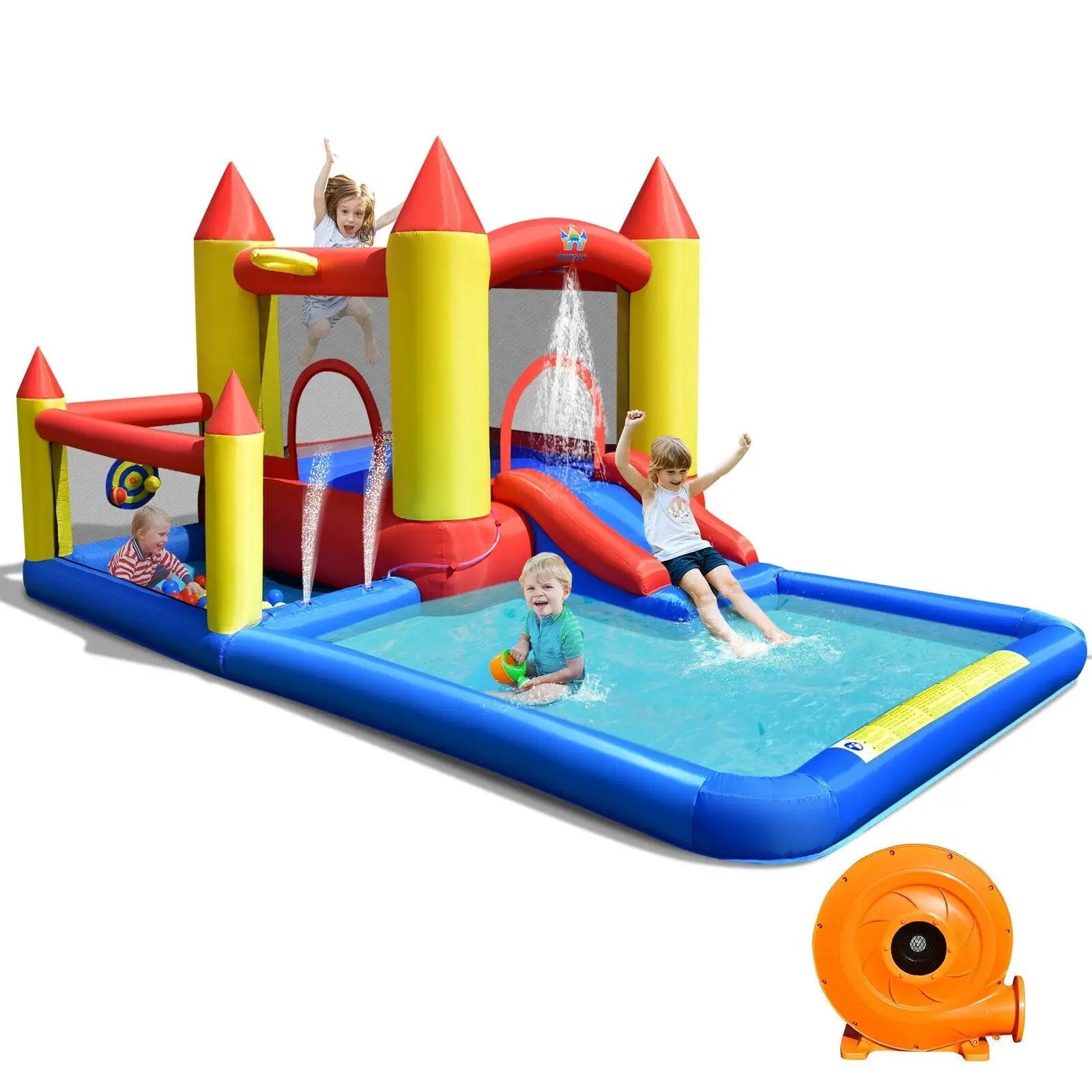 Inflatable Water Slide Castle Kids Bounce House with 480W Blower by DirectDeals