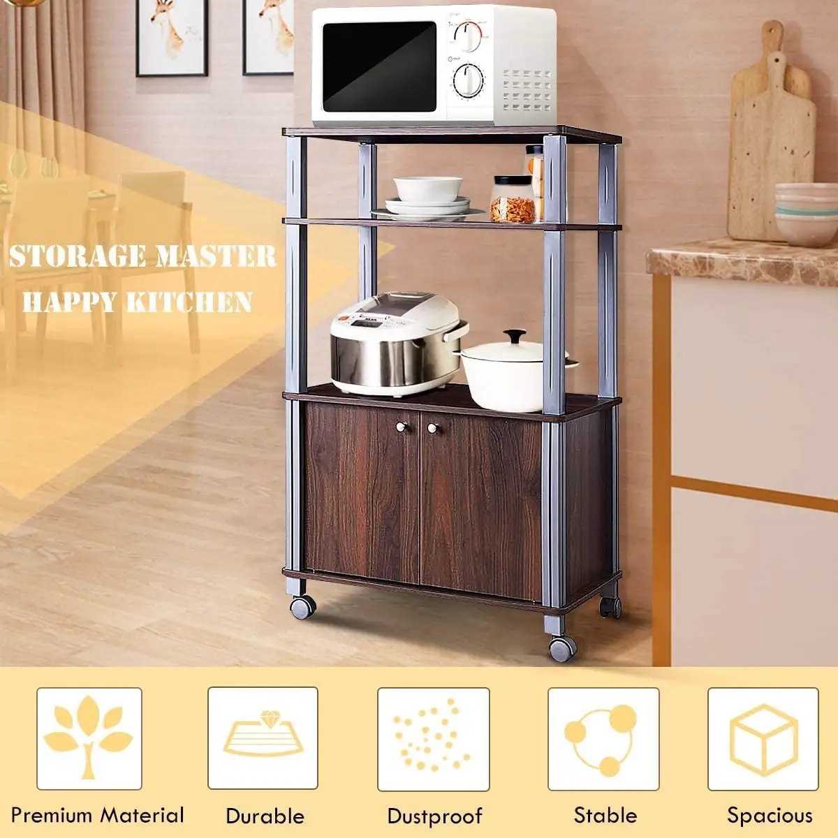 Microwave Rack Stand Rolling Storage Cart by DirectDeals