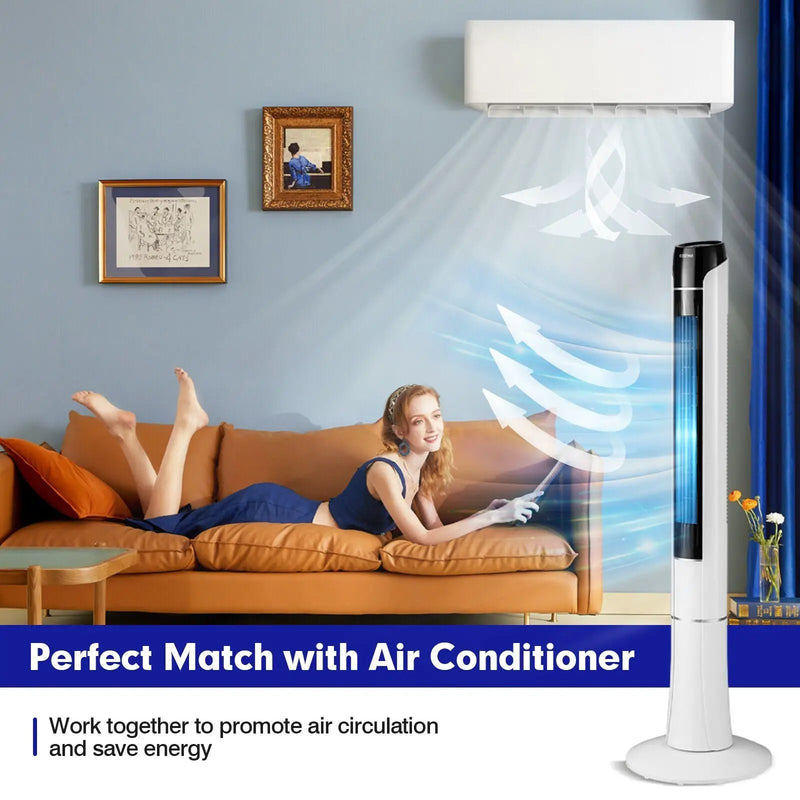 Portable 48 Inches Tower Fan with Remote Control-White by DirectDeals