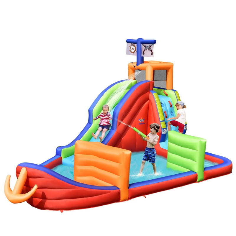 6-in-1 Kids Pirate Ship Water Slide Inflatable Bounce House with Water Guns Without Blower by DirectDeals