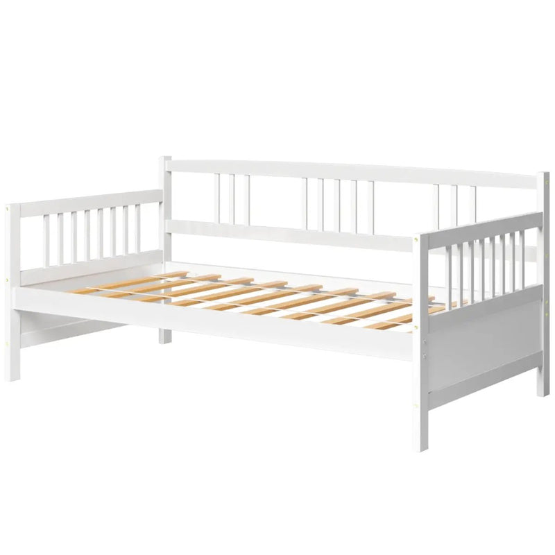 Twin Size Wooden Slats Daybed Bed with Rails by DirectDeals
