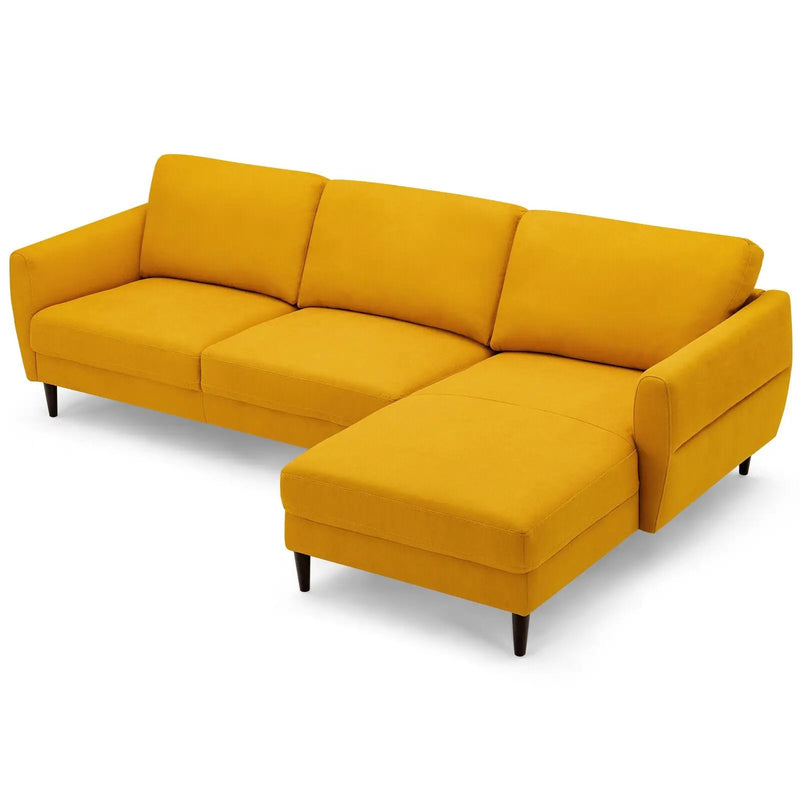 L-Shaped Fabric Sectional Sofa with Chaise Lounge and Solid Wood Legs by DirectDeals