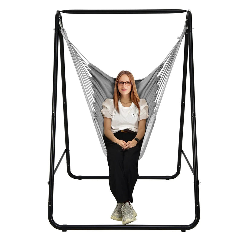 Hanging Padded Hammock Chair with Stand and Heavy Duty Steel by DirectDeals