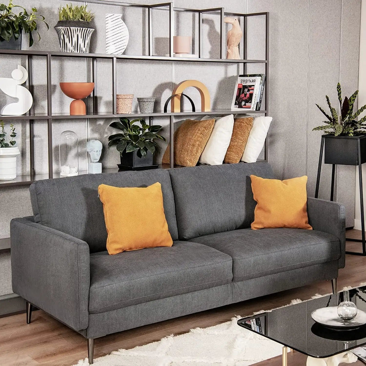 Modern Loveseat with Comfy Backrest Cushions by DirectDeals