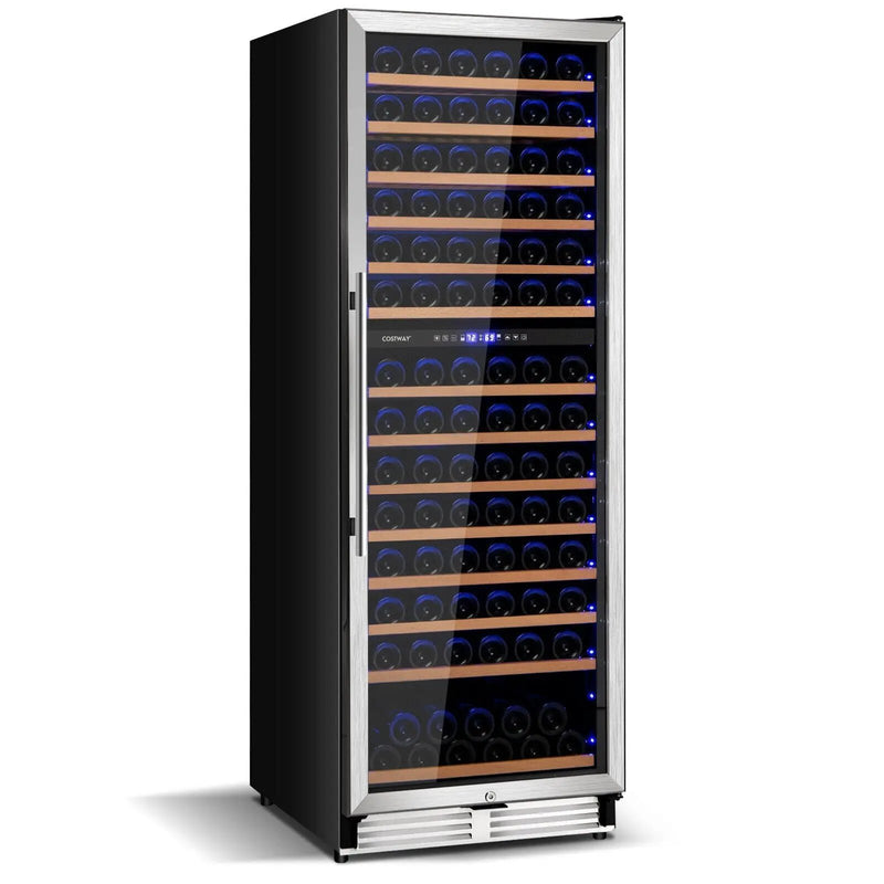 154-Bottle Freestanding Wine Cooler Refrigerator Dual Zone Wine Cellar with Dual Temperature Control-Silver by DirectDeals