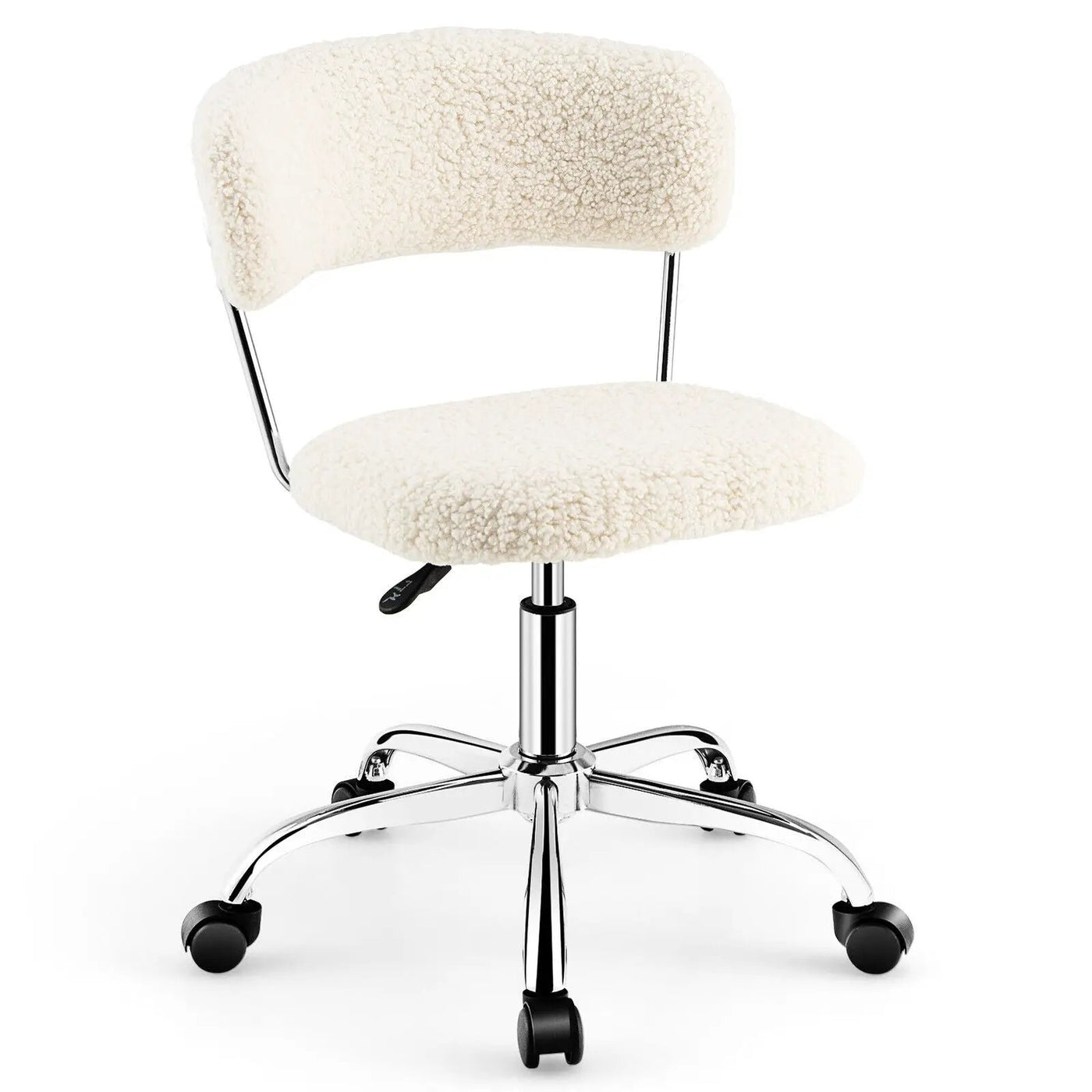Computer Desk Chair Adjustable Sherpa Office Chair Swivel Vanity Chair by DirectDeals