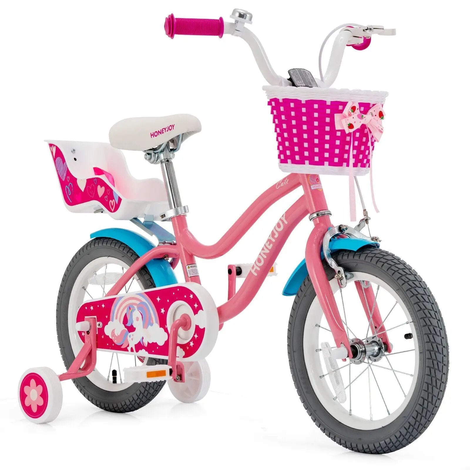 16 Inch Kids Bike with Training Wheels and Storage Basket by DirectDeals