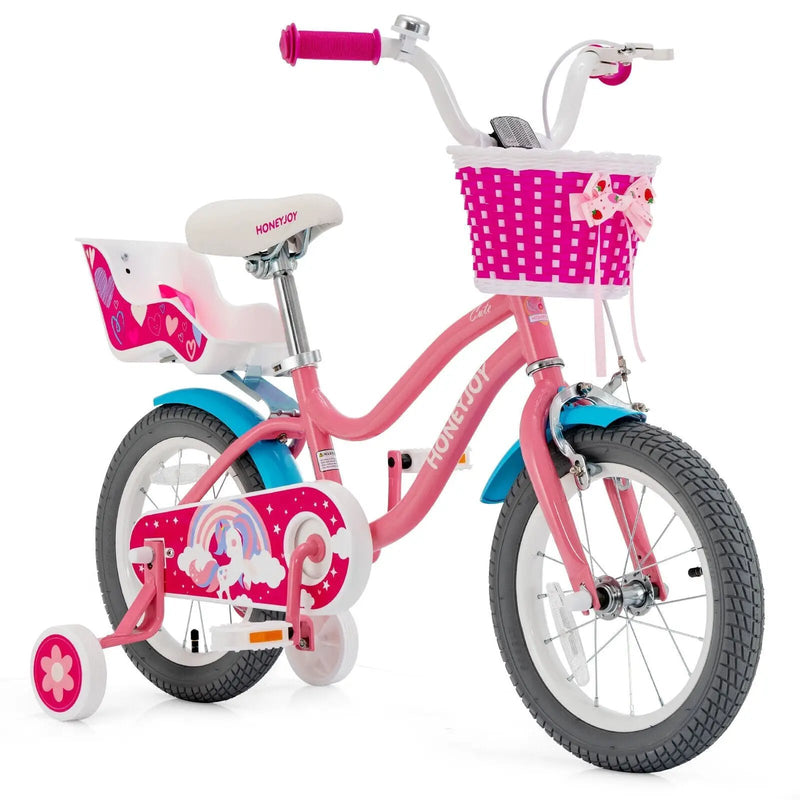 16 Inch Kids Bike with Training Wheels and Storage Basket by DirectDeals