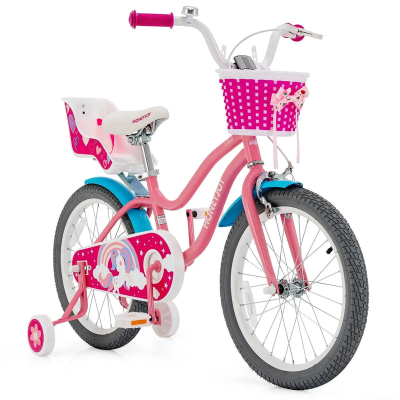 16 Inch Kids Bike with Training Wheels and Storage Basket by DirectDeals