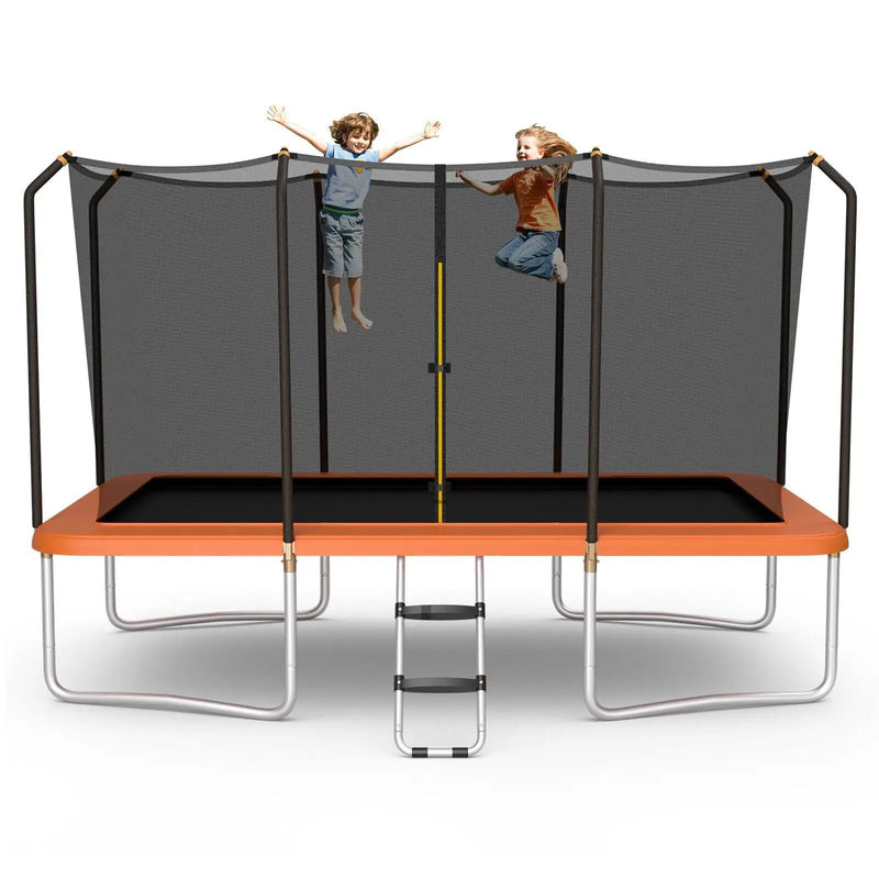 8 x 14 Feet Rectangular Recreational Trampoline with Safety Enclosure Net and Ladder by DirectDeals