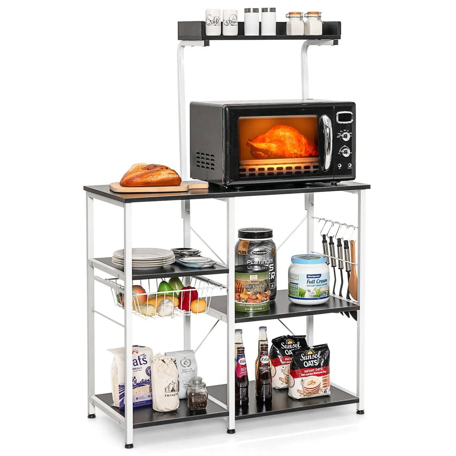 4 Tier Vintage Kitchen Baker's Rack Utility Microwave Stand-Coffee by DirectDeals