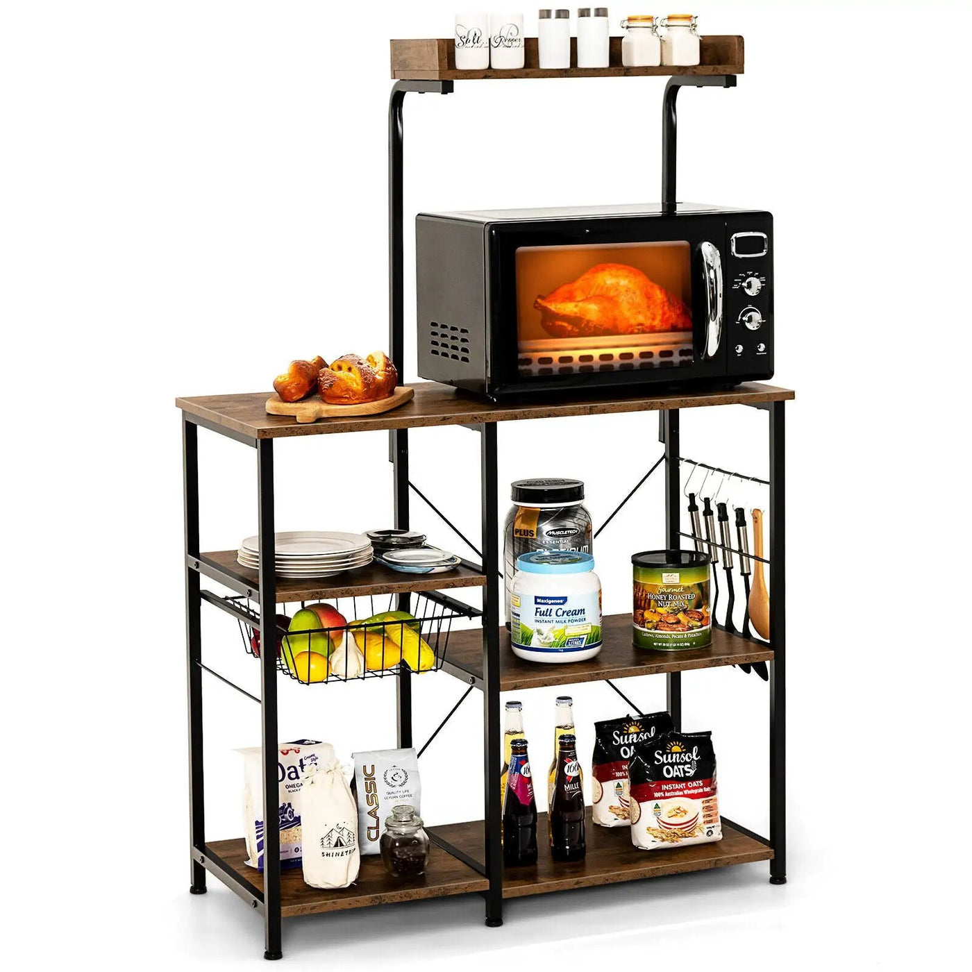 4 Tier Vintage Kitchen Baker's Rack Utility Microwave Stand-Coffee by DirectDeals