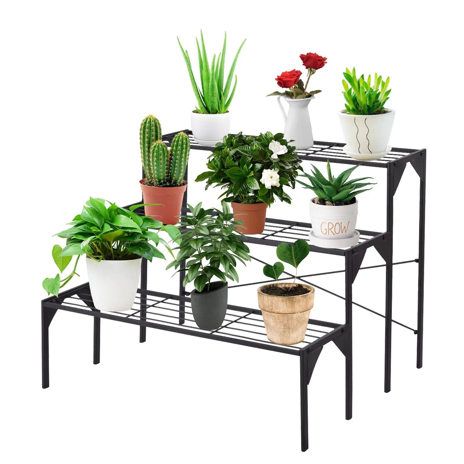 Outdoor 3 Tier Metal Plant Stand with Heavy Duty Rack for Multiple Use by DirectDeals