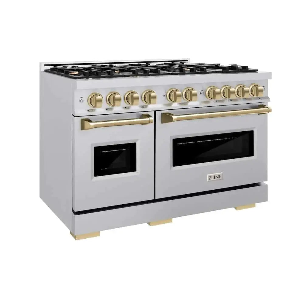 ZLINE 48" Dual Fuel Range, Gas Cooktop, Electric Convection Oven Stainless Steel, Champagne Bronze CDRZ-48-CB by Farmhouse Kitchen and Bath