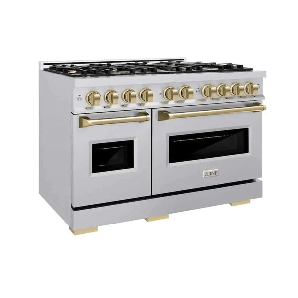 ZLINE 48" Dual Fuel Range, Gas Cooktop, Electric Convection Oven Stainless Steel, Champagne Bronze CDRZ-48-CB
