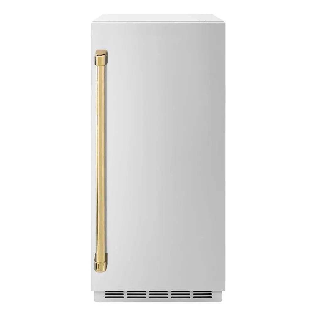 ZLINE 15" Touchstone Gourmet Ice Maker Drain Pump Stainless Steel Door Polished Gold IGMDZ-ST-15-G by Farmhouse Kitchen and Bath