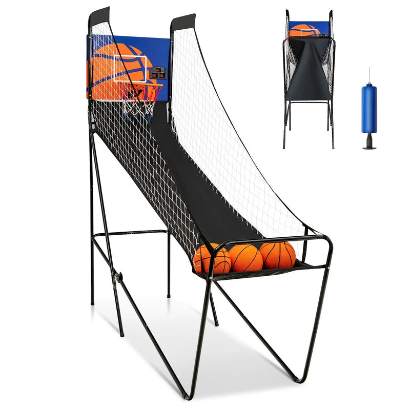 Foldable Single Shot Basketball Arcade Game with Electronic Scorer and Basketballs by DirectDeals