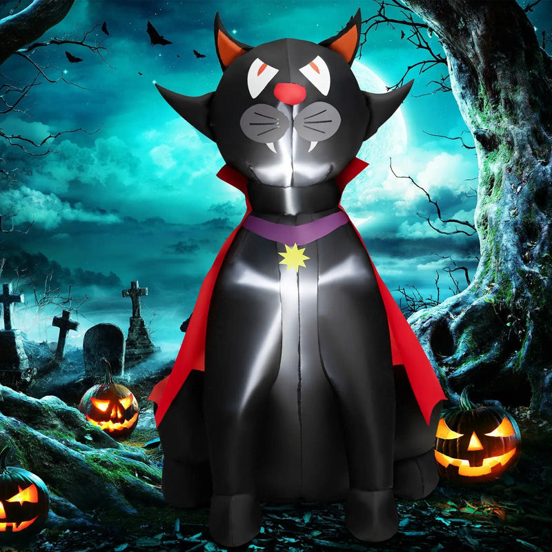 4.7 Feet Halloween Inflatable Vampire Cat with Red Cloak by DirectDeals