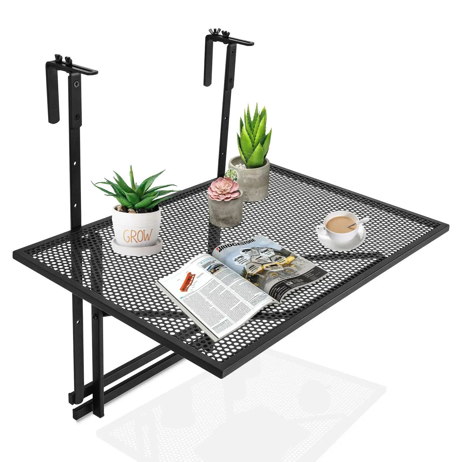 Railing Folding Table with 5-Level Adjustable Heights by DirectDeals