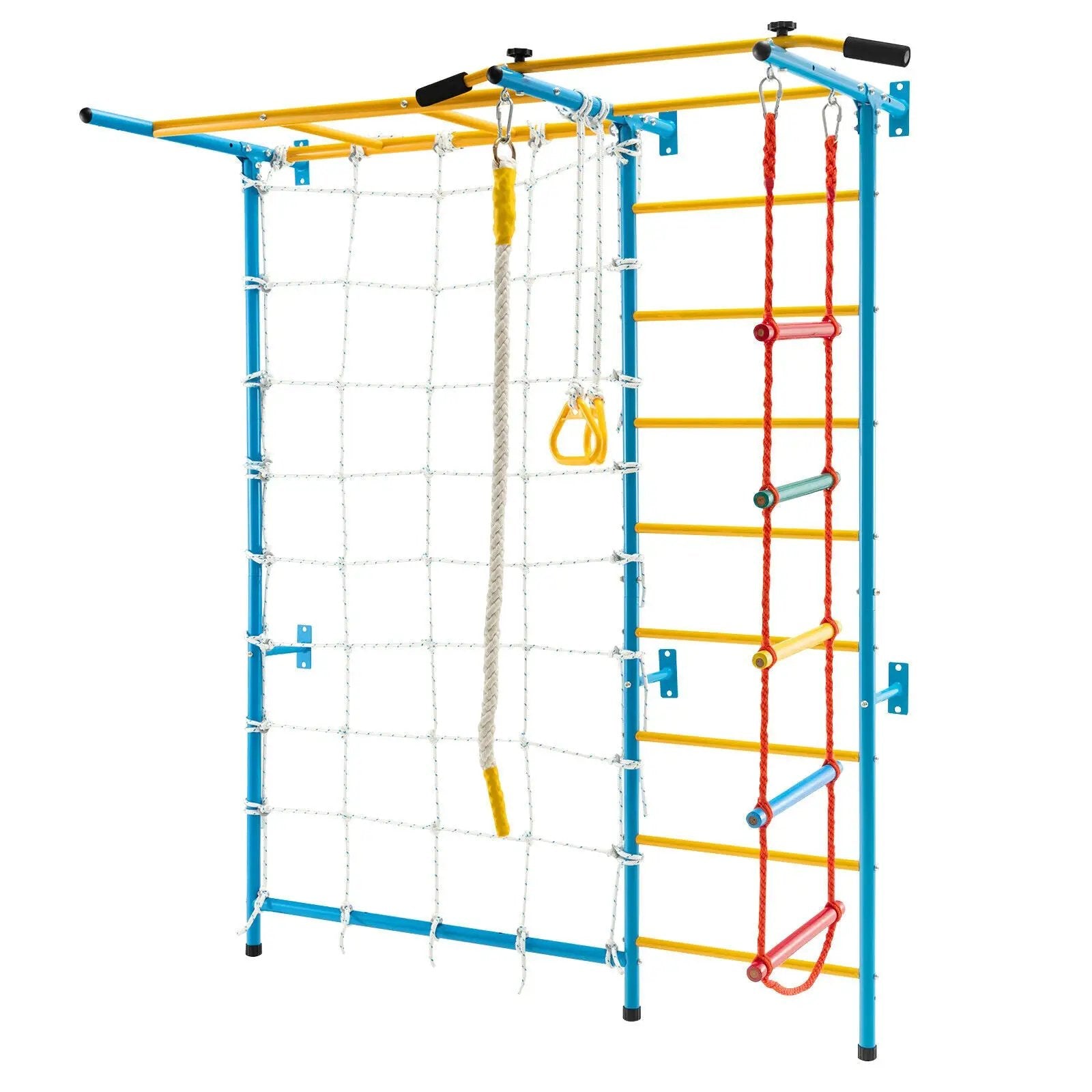 7 In 1 Kids Indoor Gym Playground Swedish Wall Ladder for Solid Wall-Yellow by DirectDeals