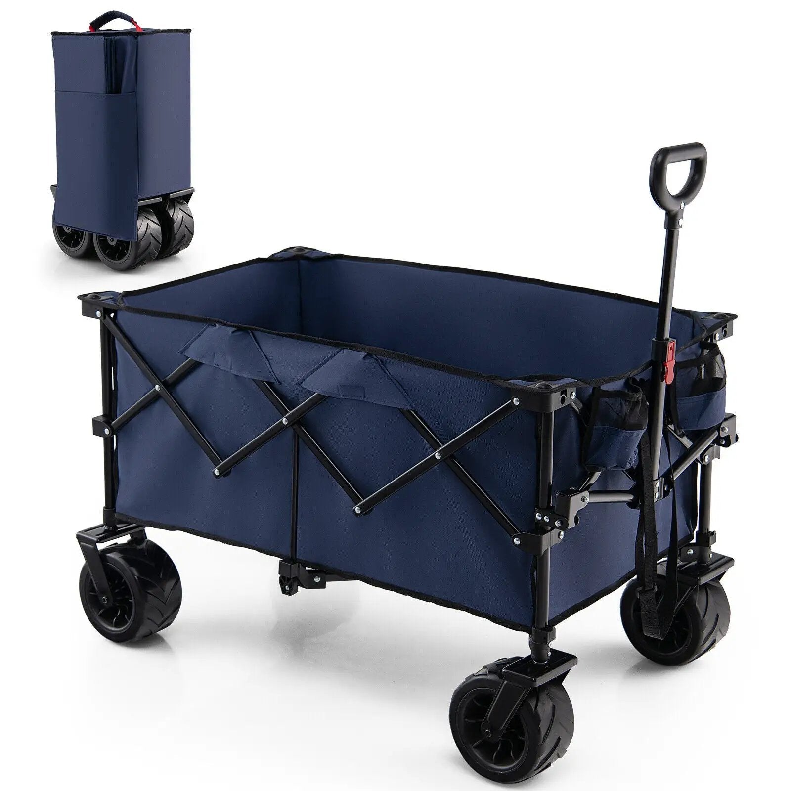Folding Utility Garden Cart with Wide Wheels and Adjustable Handle by DirectDeals