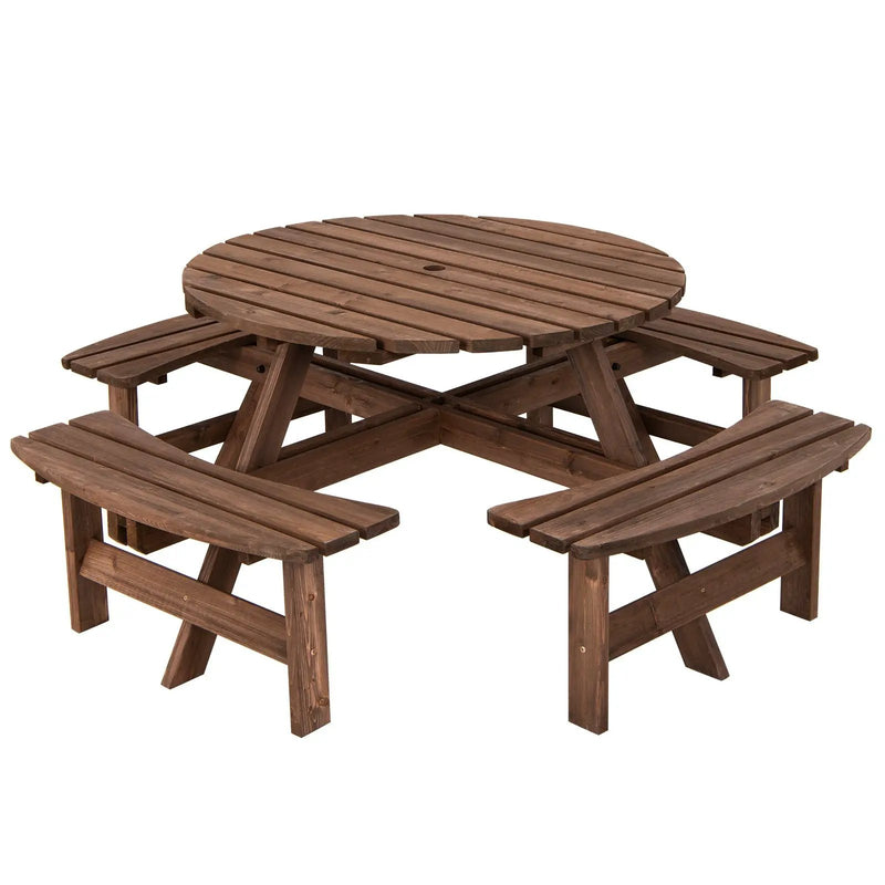 Patio 8 Seat Wood Picnic Dining Seat Bench Set by DirectDeals