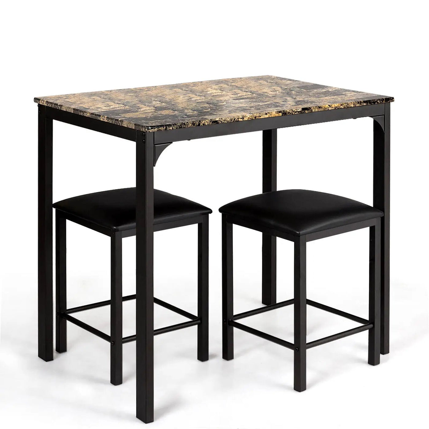 3 Piece Counter Height Dining Set Faux Marble Table by DirectDeals