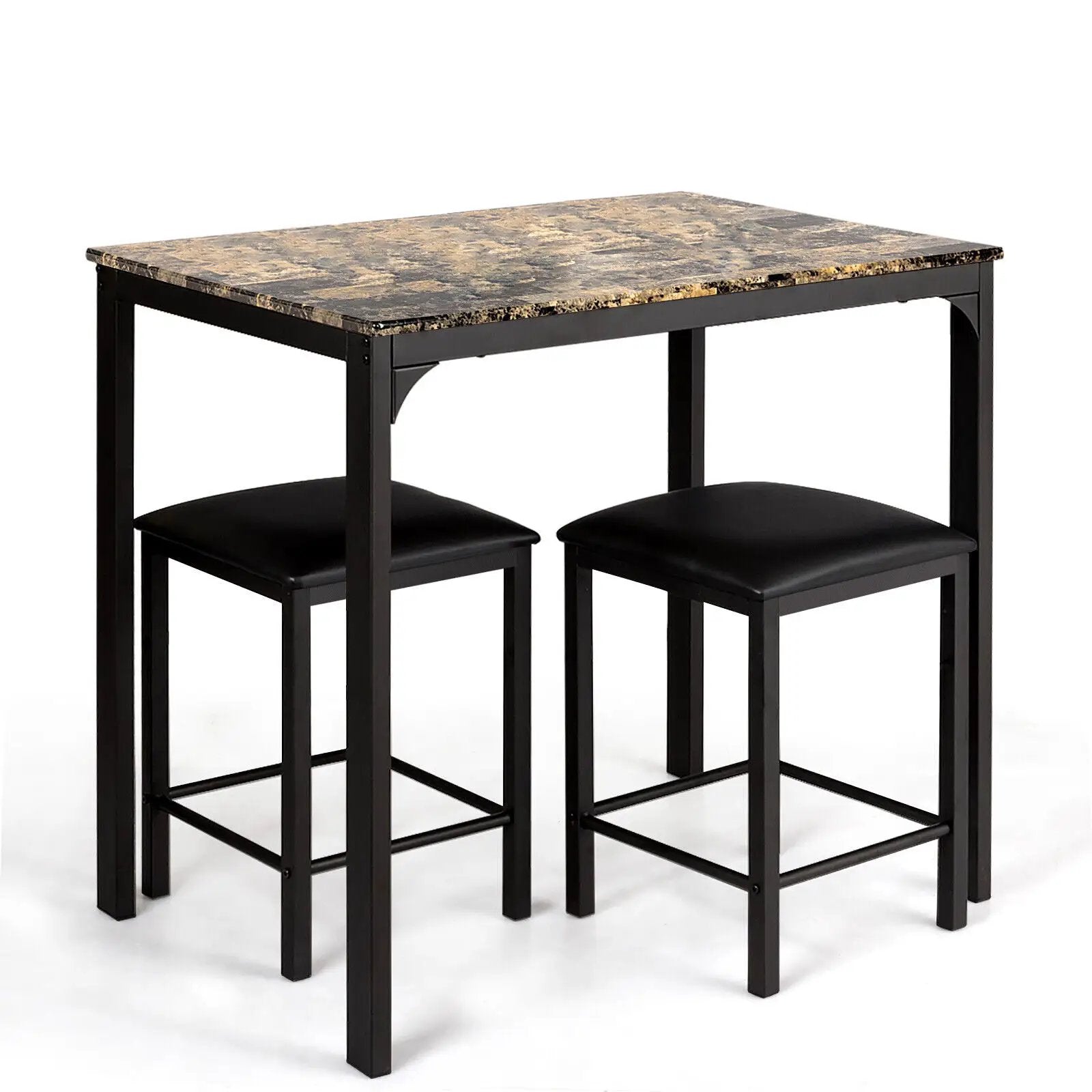 3 Piece Counter Height Dining Set Faux Marble Table by DirectDeals