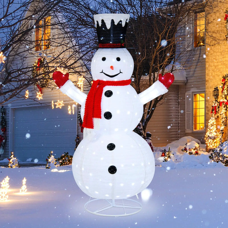 6 Feet Lighted Snowman with Top Hat and Red Scarf-White by DirectDeals