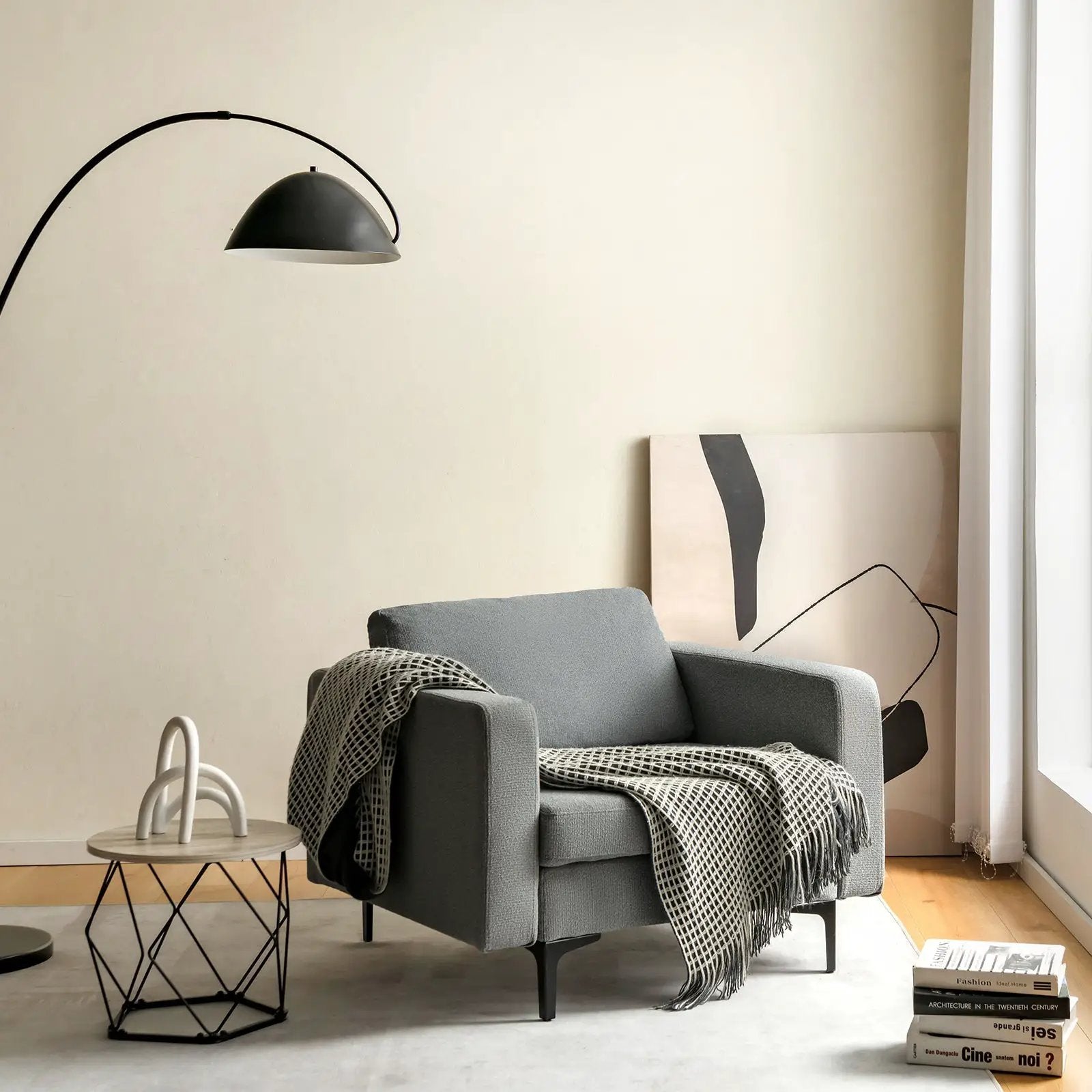 Modern Accent Armchair with Side Storage Pocket by DirectDeals