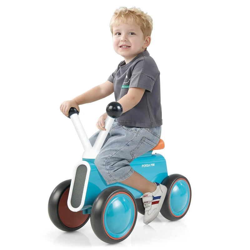 4 Wheels Baby Balance Bike without Pedal-Blue by DirectDeals