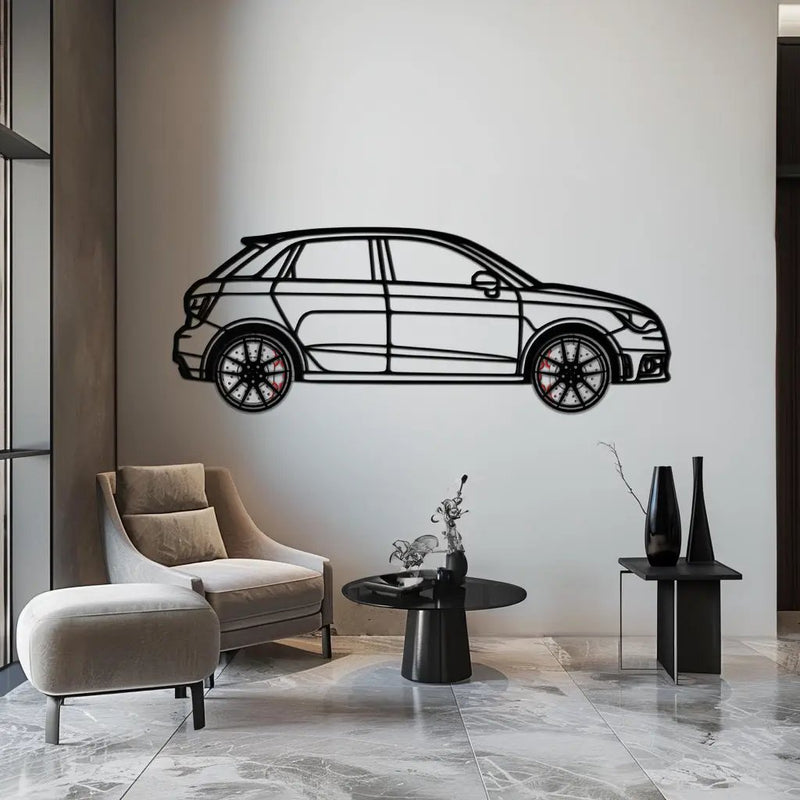 Audi A1 Metal Car Wall Art with Rotating Wheels - Handmade Car Silhouette Decor - Automotive Wall Art for Petrolheads-KAFMEKA094 by Enova Art