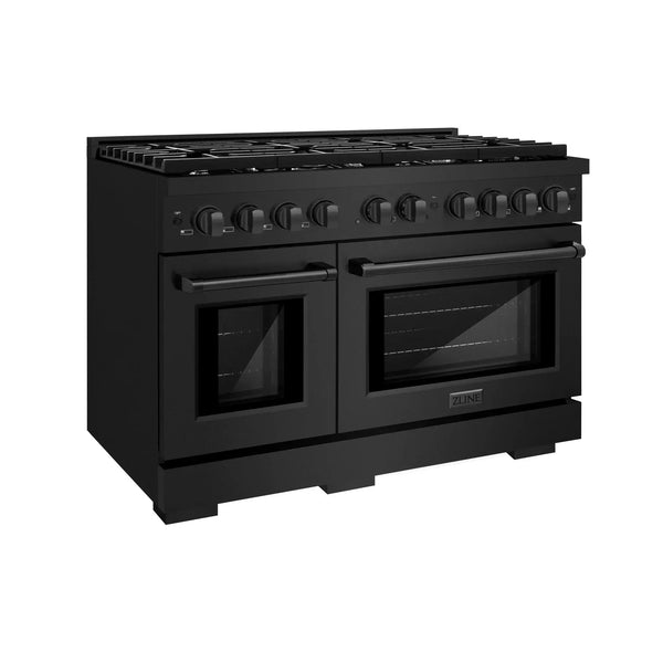 ZLINE 48"Paramount Dual Fuel Range Black Stainless Steel, SDRB-48