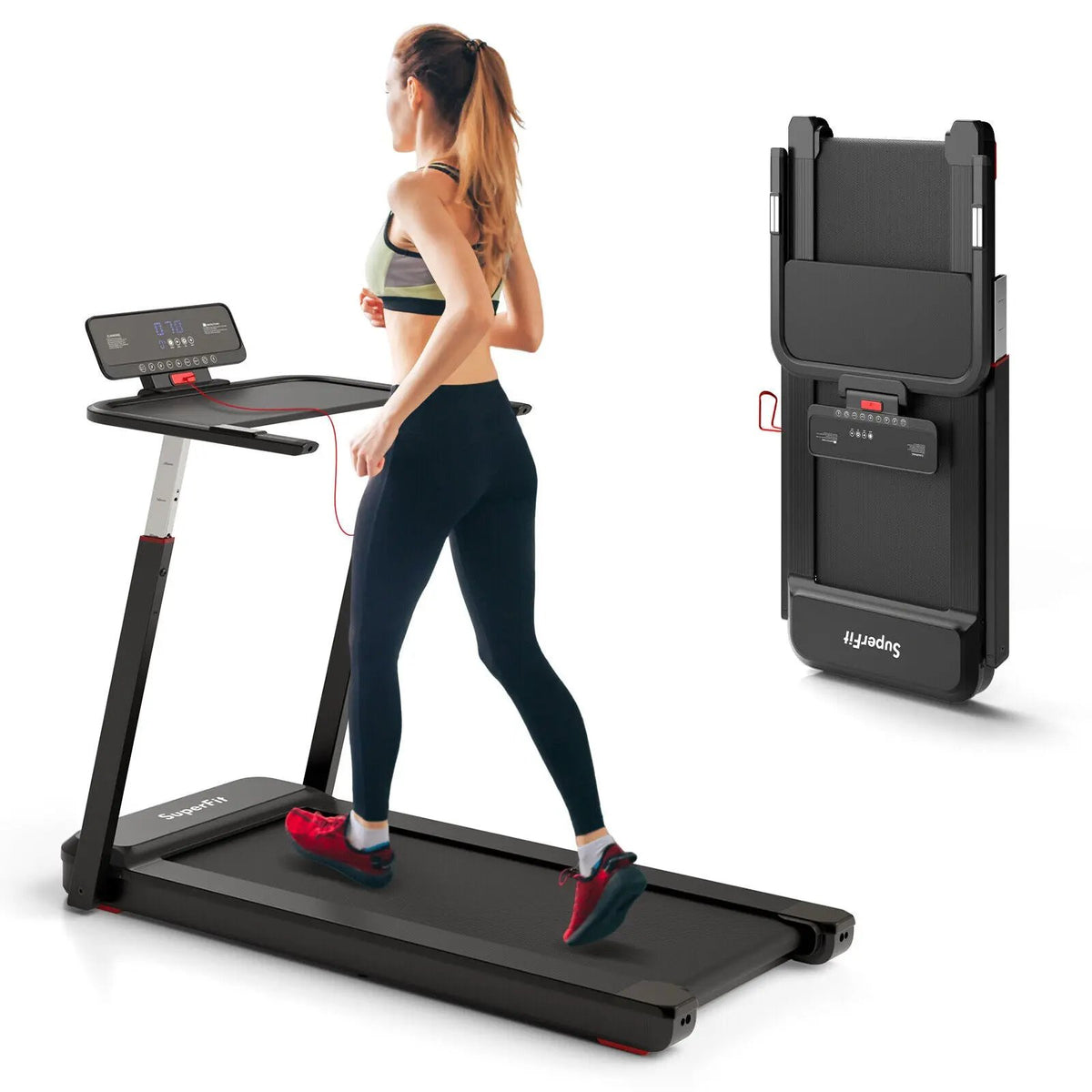 3HP Folding Treadmill with Adjustable Height and APP Control by DirectDeals