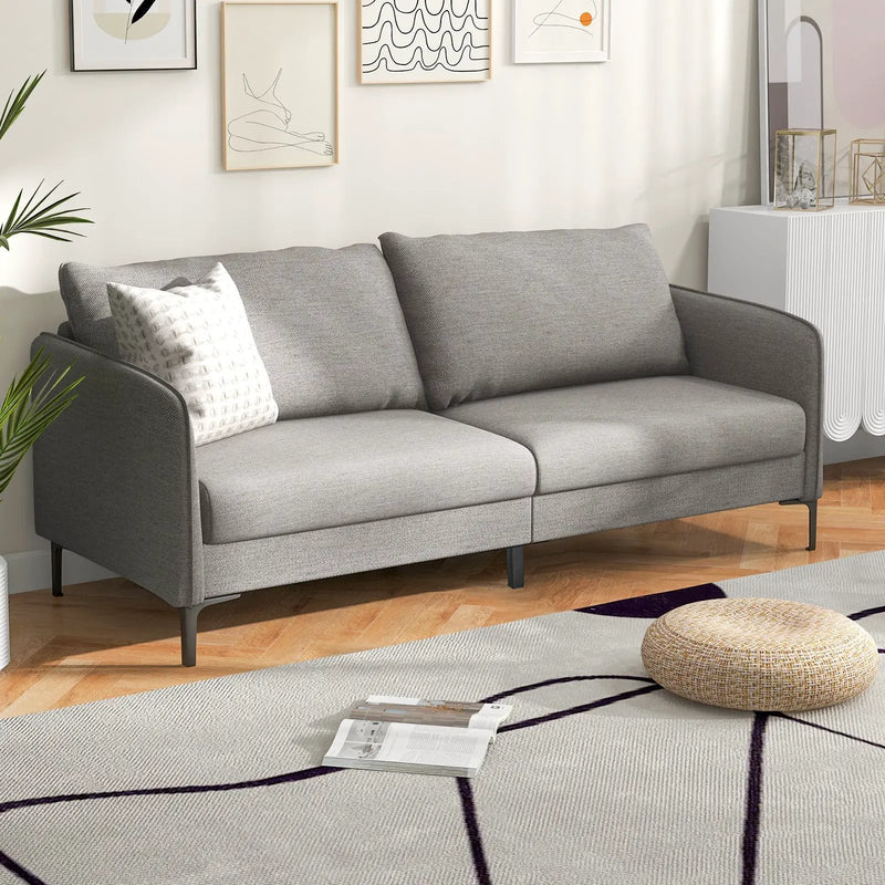 Modern 76 Inch Loveseat Sofa Couch for Apartment Dorm with Metal Legs-Gray by DirectDeals