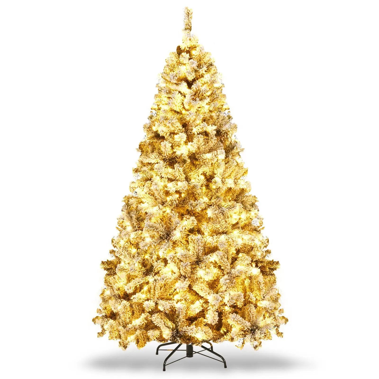 Pre-Lit Premium Snow Flocked Hinged Artificial Christmas Tree by DirectDeals