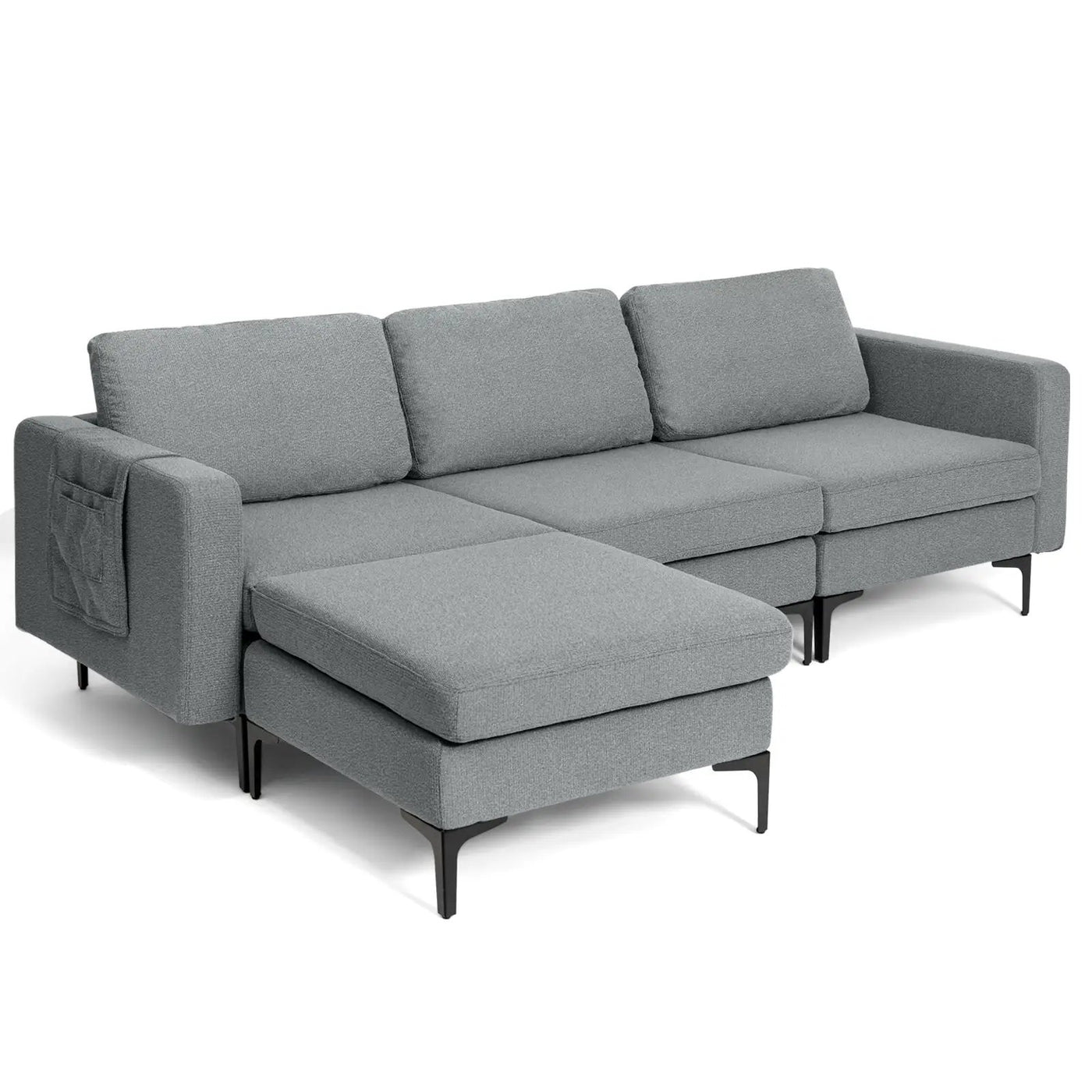 Modular 3-Seat L-shaped Sectional Sofa with Reversible Chaise and 2 USB Ports-Green by DirectDeals