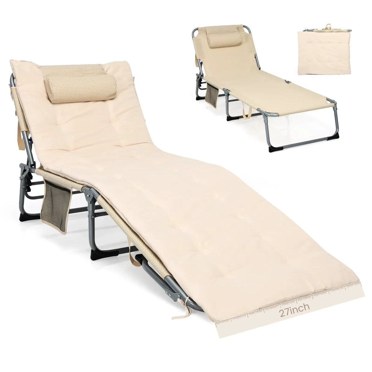 4-Fold Oversize Padded Folding Lounge Chair with Removable Soft Mattress by DirectDeals