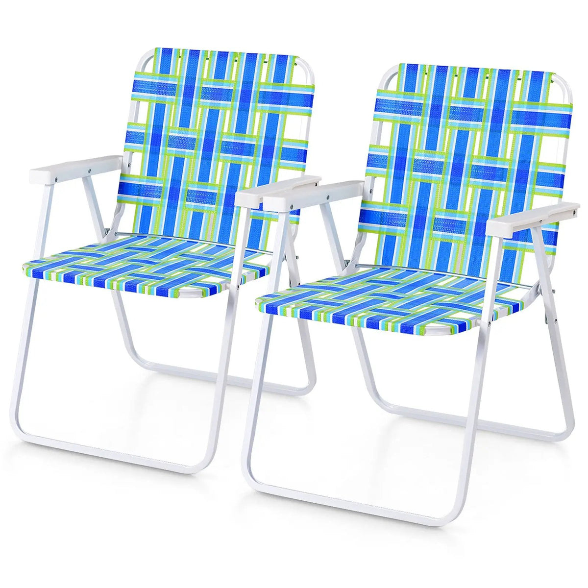 2 Pieces Folding Beach Chair Camping Lawn Webbing Chair by DirectDeals