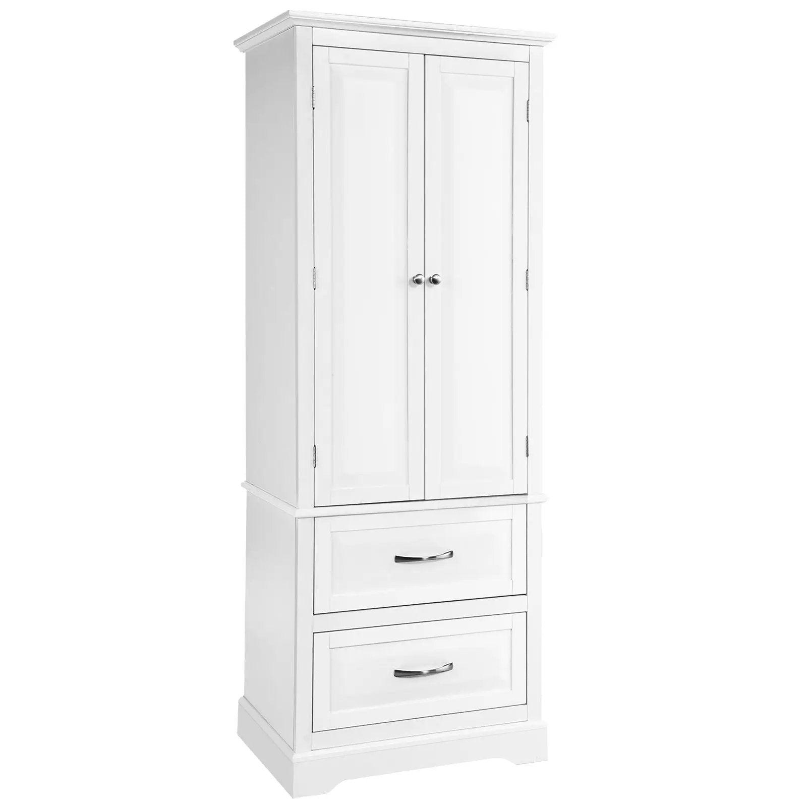 62 Inch Freestanding Bathroom Cabinet with Adjustable Shelves and 2 Drawers-White by DirectDeals