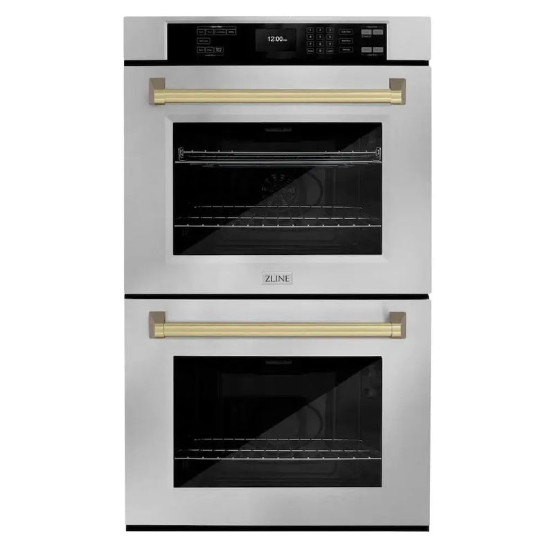 ZLINE 30"Professional True Convection Double Wall Oven, Air Fry, Self Clean, Stainless Steel, Champagne Bronze WADZ-30-CB by Farmhouse Kitchen and Bath