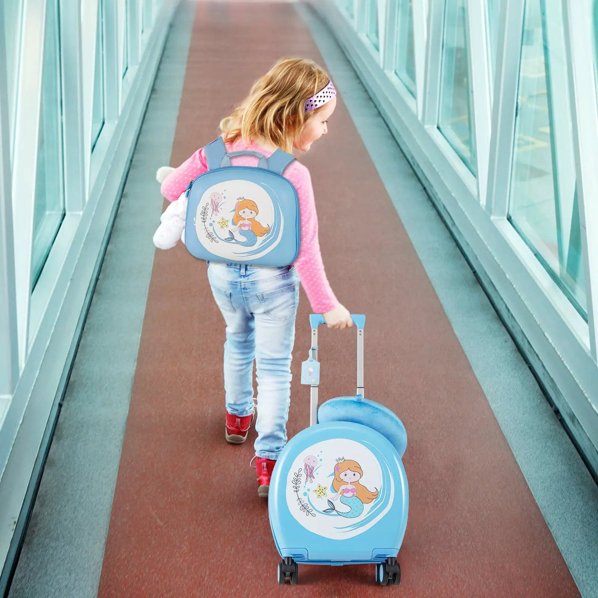 Kids Luggage Set with 14 Inches Carry-on Hardside Spinner Toddler Luggage and 10 Inches Backpack by DirectDeals