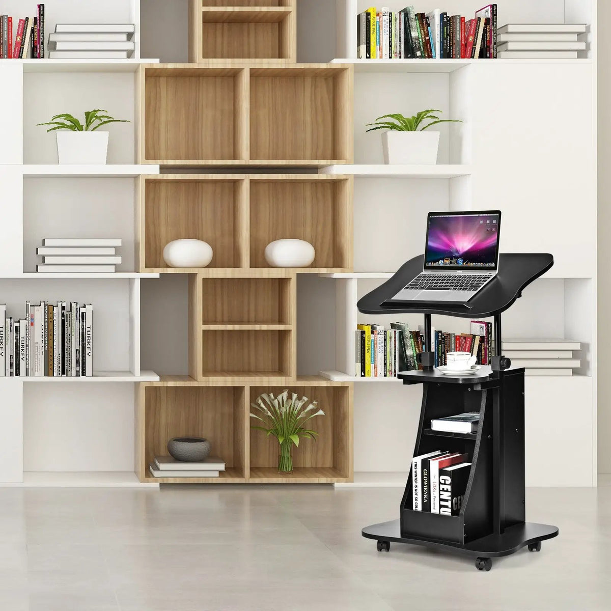 Sit-to-Stand Laptop Desk Cart Height Adjustable with Storage by DirectDeals