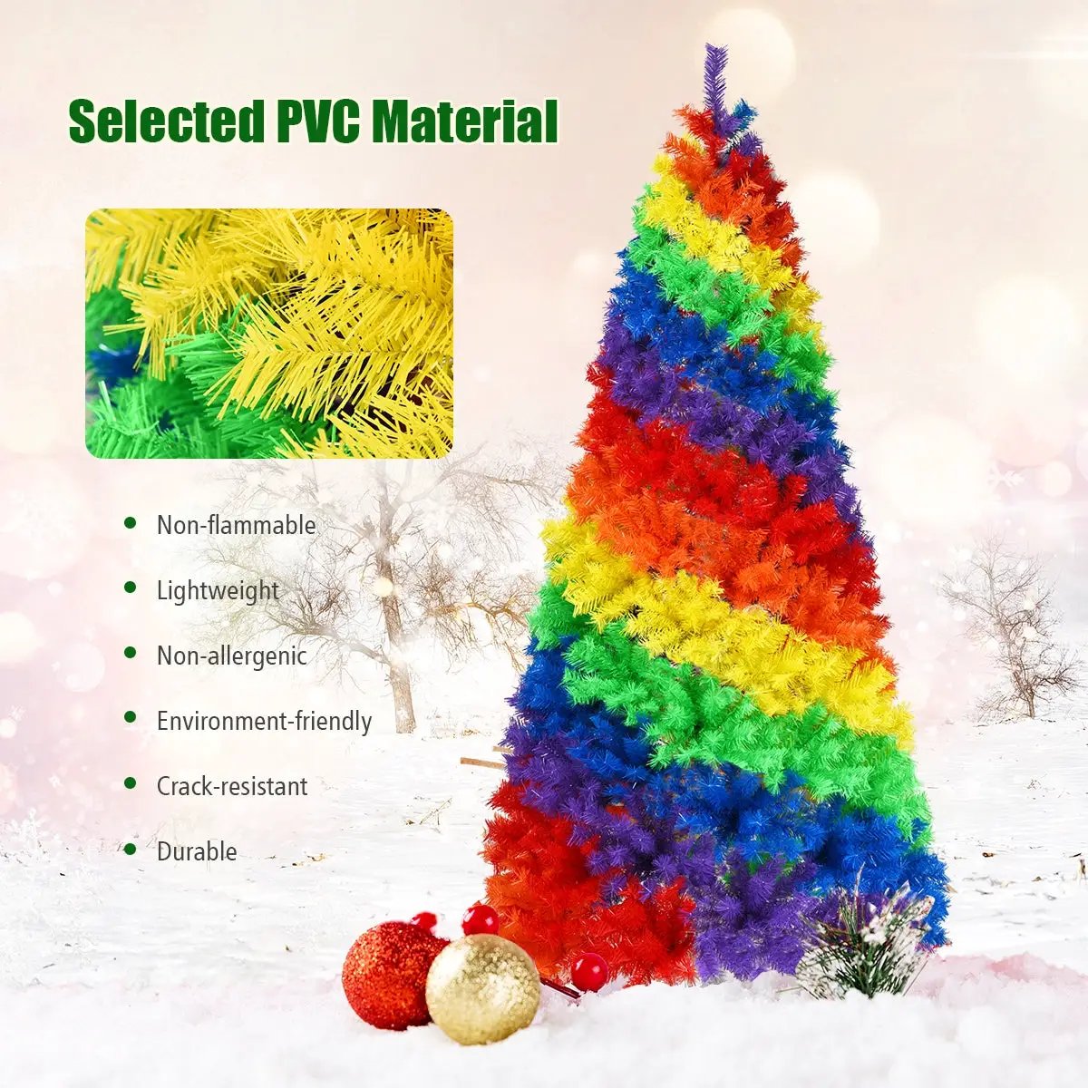 7 Feet Artificial Hinged Traditional Christmas Tree with Metal Stand by DirectDeals