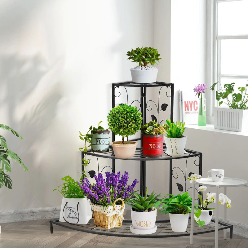 3 Tier Floral Corner Metal Plant Pot Rack by DirectDeals