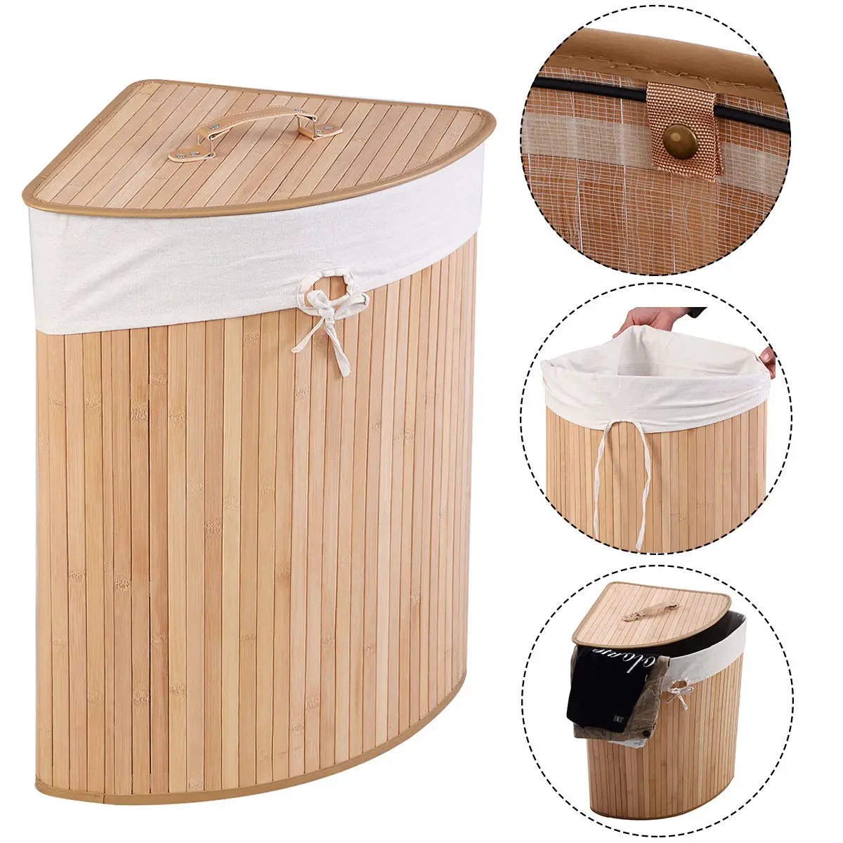 Corner Bamboo Hamper Laundry Basket by DirectDeals