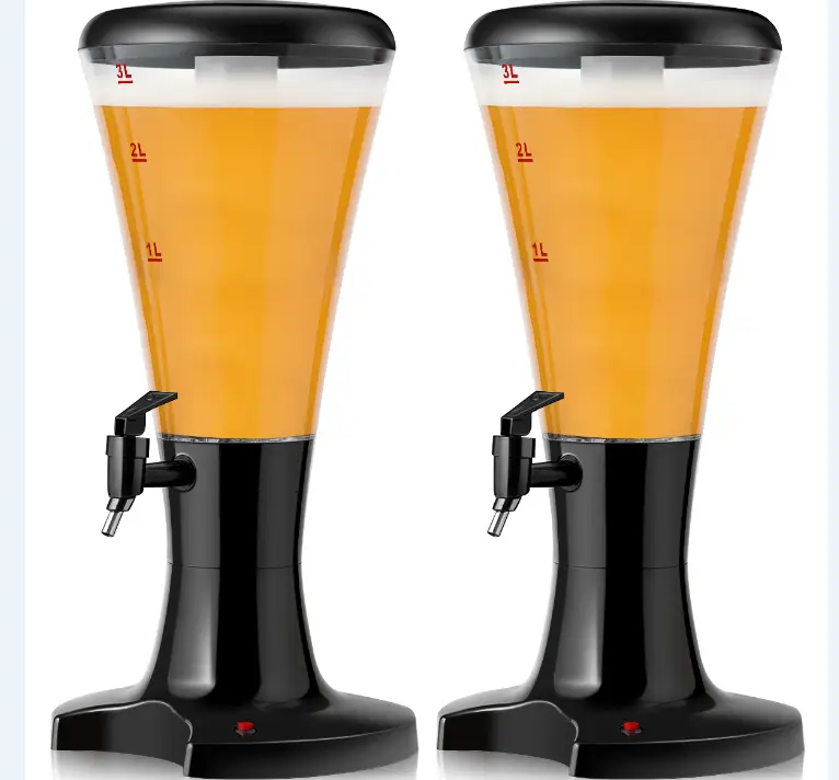 Set of 2 3L Draft Beer Tower Dispenser with LED Lights by DirectDeals