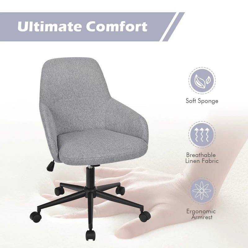 Fabric Home Office Chair with Rocking Backres-Gray by DirectDeals